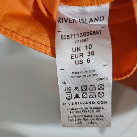 River Island Ukraine Orange Cropped Button Down Shirt 6 Casual Boxy Summer New‎ - Picture 5 of 5